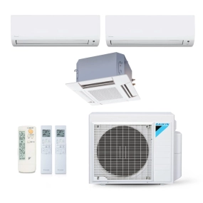 Ar-Condicionado Multi Split Inverter Daikin 28.000 (2x Evap HW 12.000 + 1x Evap Cassete 4 Vias 18.000) Quente/Frio 220V