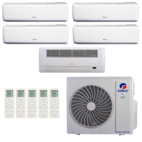Ar-Condicionado Multi Split Inverter R-32 Gree 42.000 (4x Evap HW 9.000 + 1x Evap Cassete 1 Via 18.000) Quente/Frio 220V